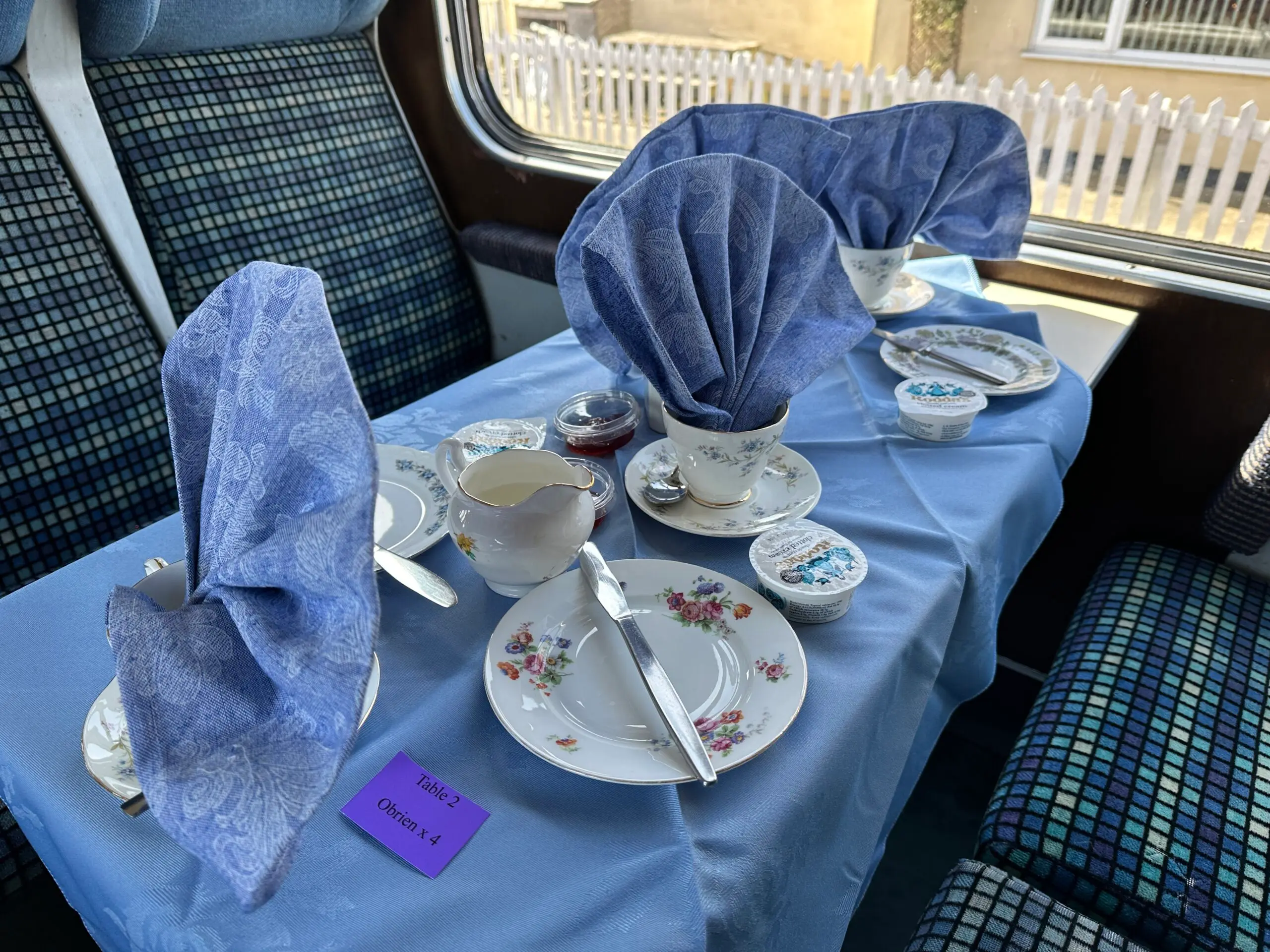 Cream tea served on board a heritage carriage