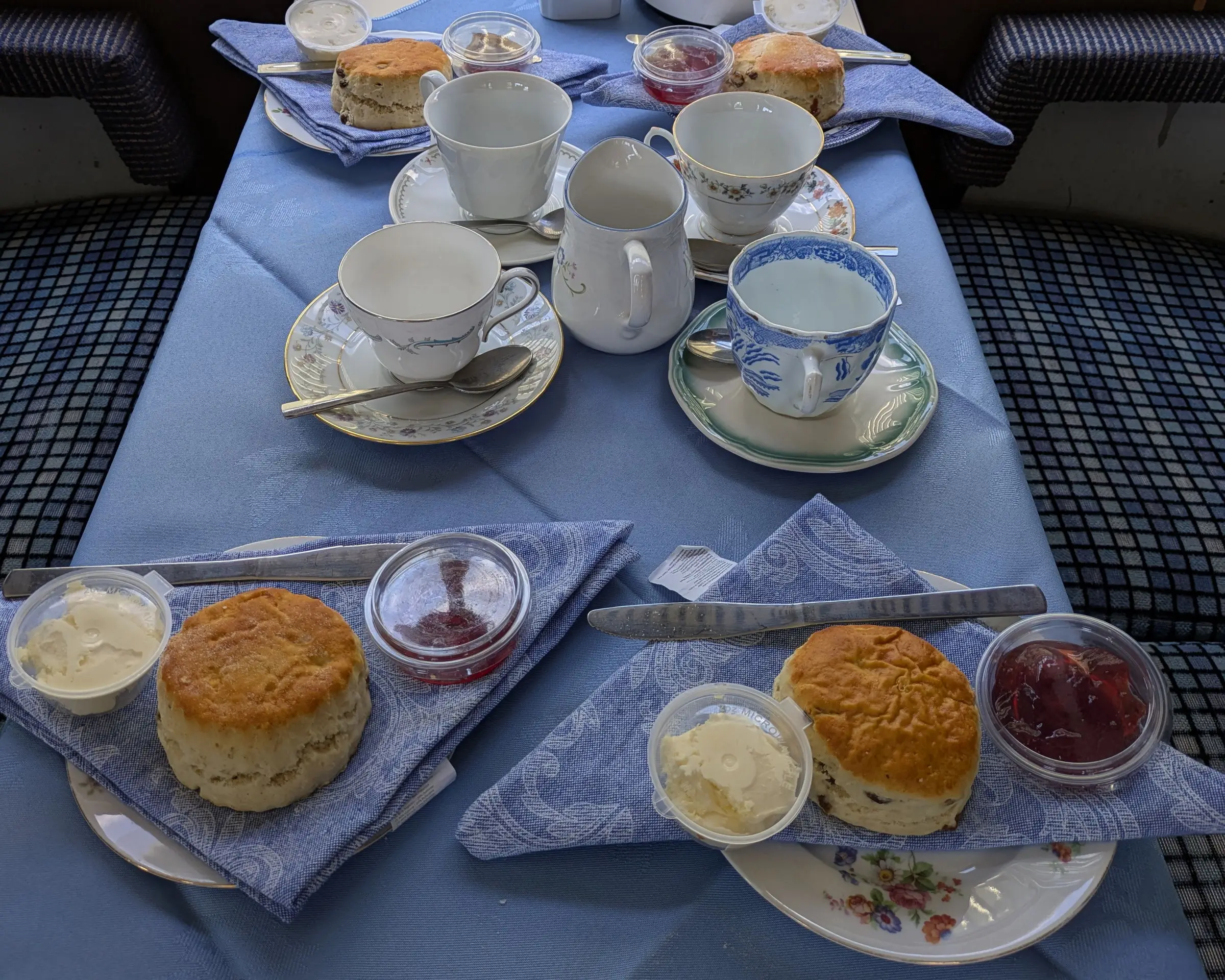 A cream tea served on board a heritage carriage