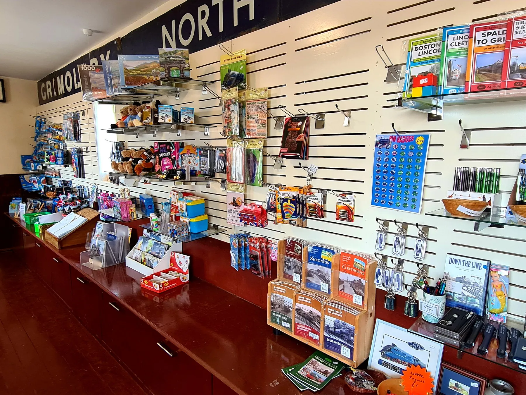The gift shop at Ludborough Station, stocked with souvenirs, books and railway models